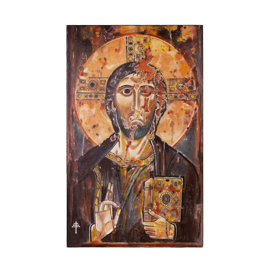 Cuadro «Cristo Pantocrátor» pintado a mano en acrílico sobre lienzo