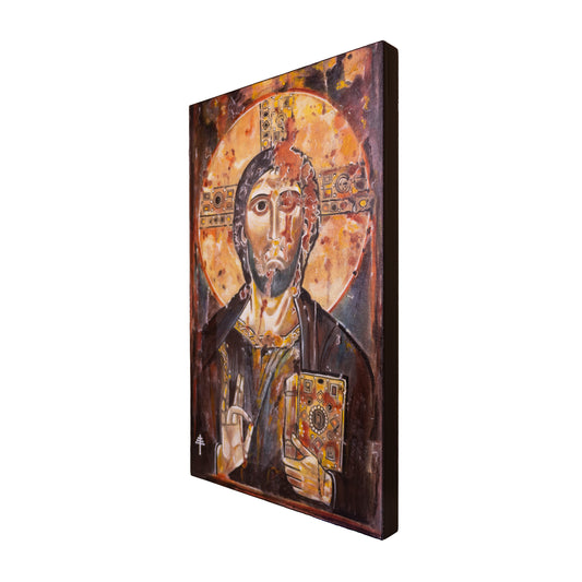 Cuadro «Cristo Pantocrátor» pintado a mano en acrílico sobre lienzo