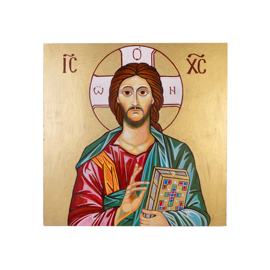Cuadro «Cristo Pantocrátor» pintado a mano en acrílico sobre lienzo