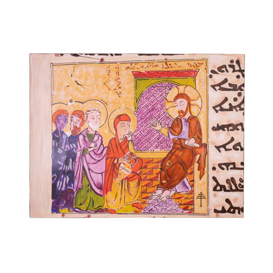 Cuadro «Jesús y la Mujer Samaritana» pintado a mano en acrílico sobre lienzo