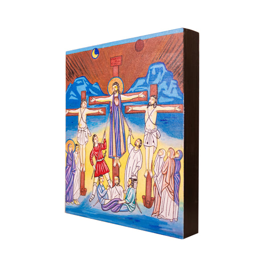 Cuadro «La Crucifixión» pintado a mano en acrílico sobre lienzo