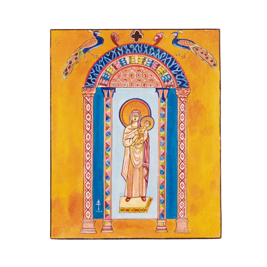 Cuadro «La Virgen María y el Niño Jesús» pintado a mano en acrílico sobre lienzo