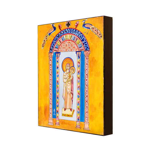 Cuadro «La Virgen María y el Niño Jesús» pintado a mano en acrílico sobre lienzo