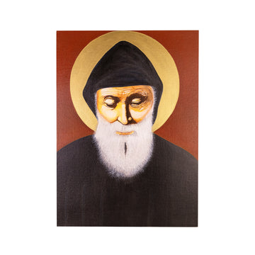 Cuadro «San Chárbel Makhlouf» pintado a mano en acrílico sobre lienzo
