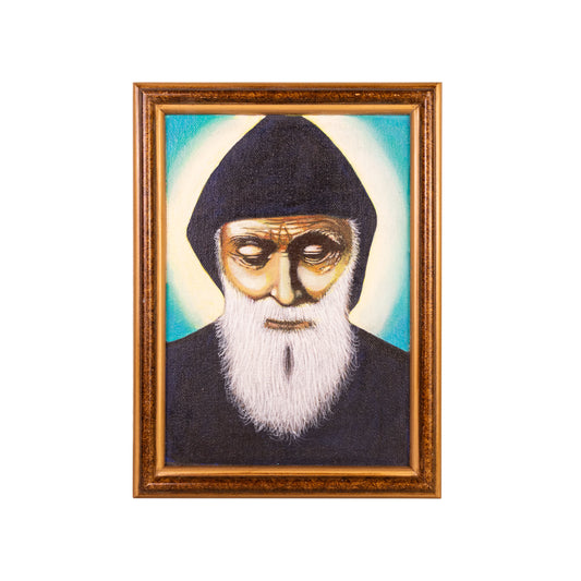 Cuadro «San Chárbel Makhlouf» pintado a mano en acrílico sobre lienzo