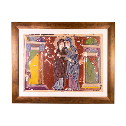 Cuadro «Visitación de la Virgen María a Santa Isabel» pintado en acrílico sobre lienzo